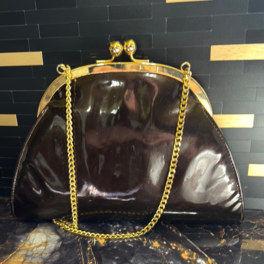 Timothy Hitsman Brown and Gold Vintage Clutch
